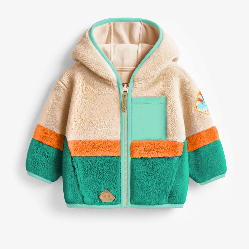 Hooded colour block fleece