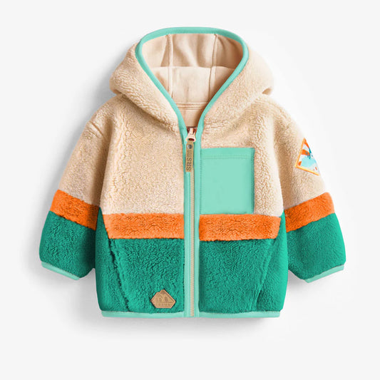 Hooded colour block fleece