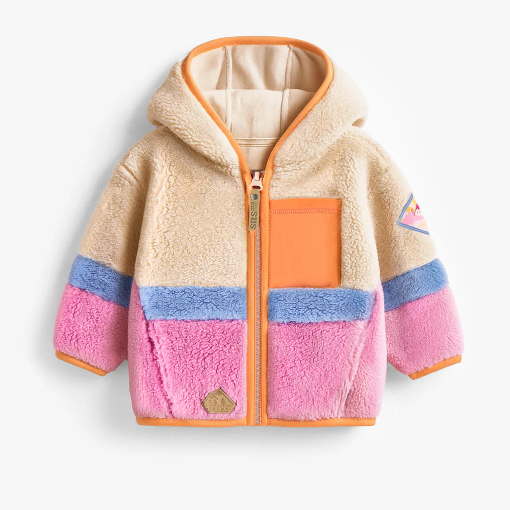Hooded colour block fleece