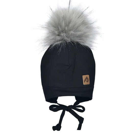 Black winter tie up Hat